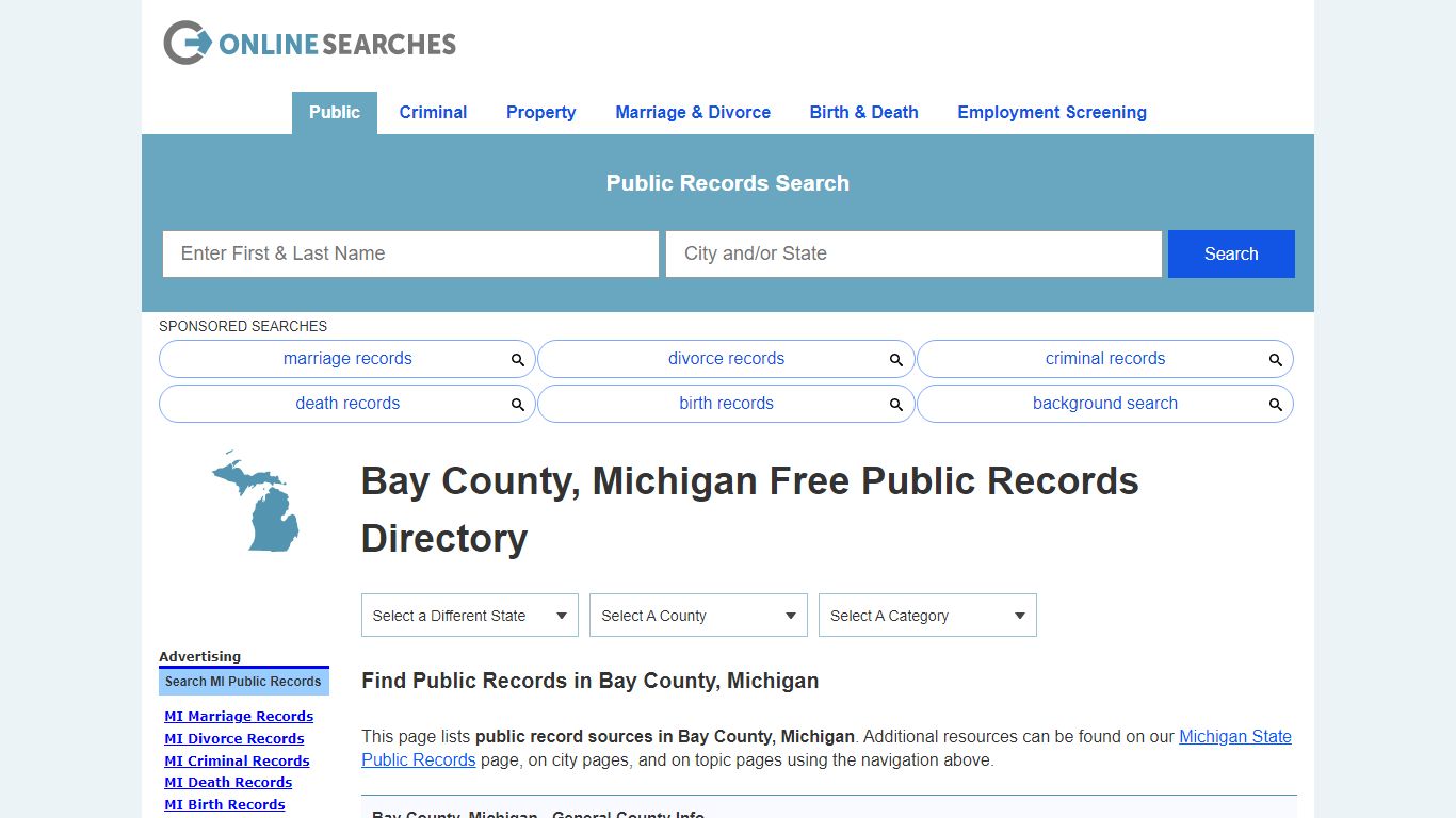 Bay County, Michigan Public Records Directory - OnlineSearches.com